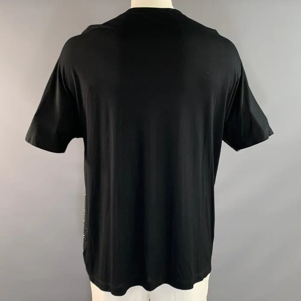 GUCCI Size One Size Black Studded Silk Crew Neck T Shirt